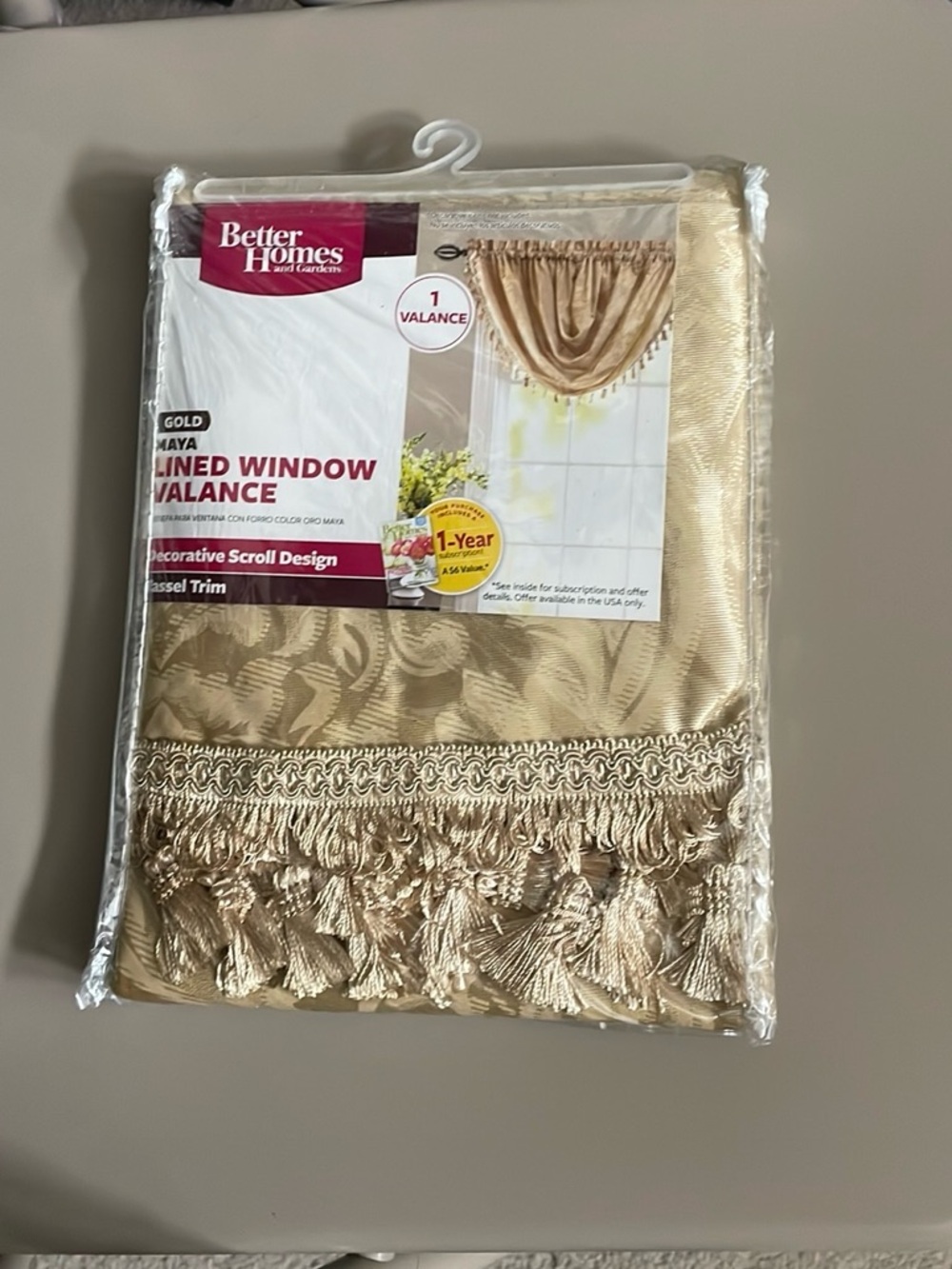 Better Homes And Gardens Gold Window Valance with Tassel Fringe